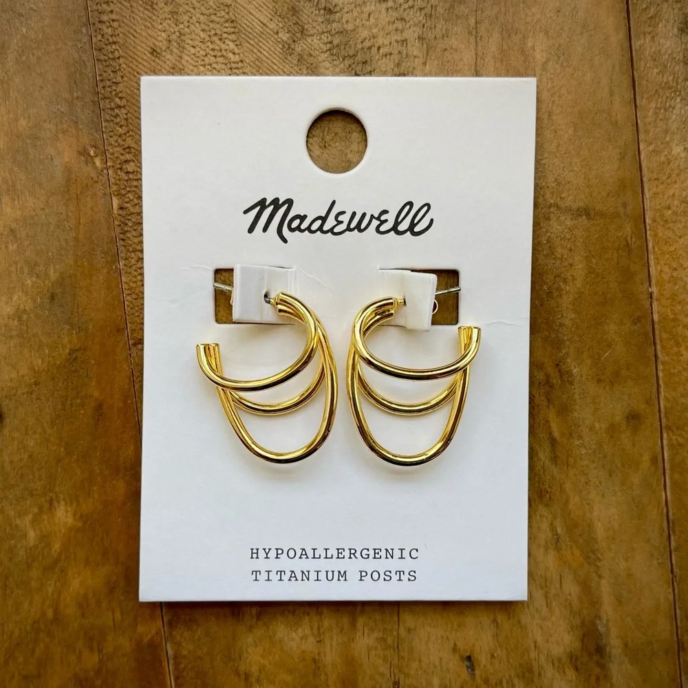 NWT Madewell Triple Hoop Earrings - Picture 3 of 5